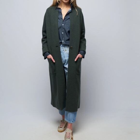 Lisa Yang The Amie Cashmere Coat Jacket Sweater Cardigan Sz 1 S-M Olive Coatigan - Picture 13 of 16